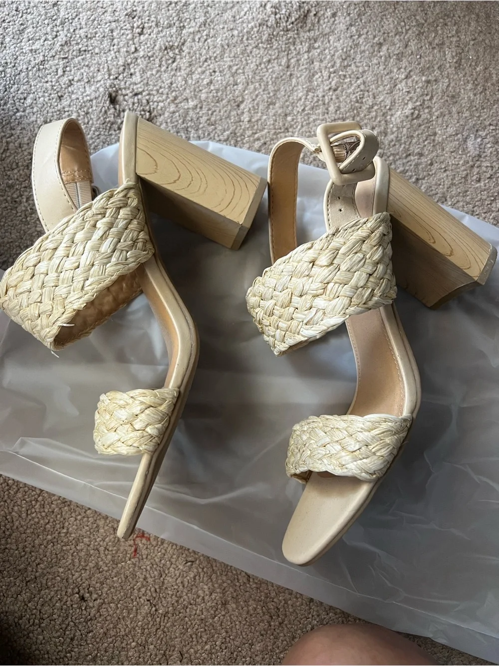 LC Lauren Conrad Cream Braided Wedge Sandals